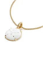 Sand Dollar Amulet with White Agate and 18K Yellow Gold