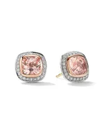 Albion® Stud Earrings with Morganite, Pavé Diamonds and 18K Rose Gold