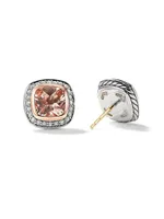 Albion® Stud Earrings with Morganite, Pavé Diamonds and 18K Rose Gold