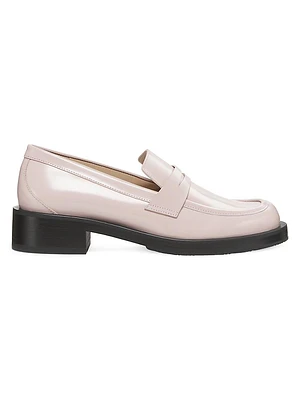 Palmer 40MM Brushed Leather Stacked Heel Loafers