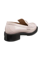 Palmer 40MM Brushed Leather Stacked Heel Loafers