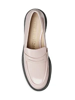 Palmer 40MM Brushed Leather Stacked Heel Loafers