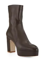 Lala 110MM Leather Side-Zip Platform Booties