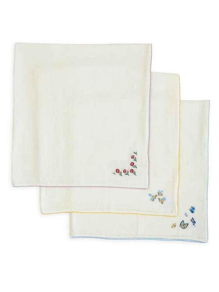 Kid's Embroidered 3-Piece Shawl Blanket Set