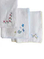 Kid's Embroidered 3-Piece Shawl Blanket Set