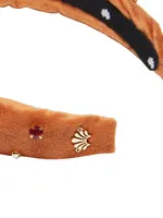 Little Girl's Gingerbread Embellished Velvet Bow-Tie Headband