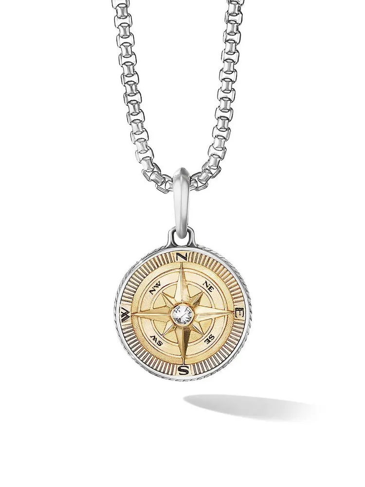 Maritime® Compass Amulet with 18K Yellow Gold and Center Diamond