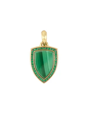 18k Gold, Emerald, & Malachite Shield Amulet