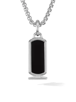 Cartouche Blank Onyx & Sterling Silver Amulet
