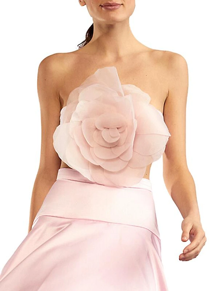 Organza Flower Bandeau Top