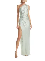 Silk Draped One-Shoulder Gown
