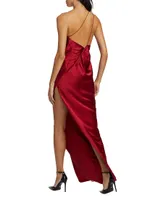 Leaf Silk Satin Gown