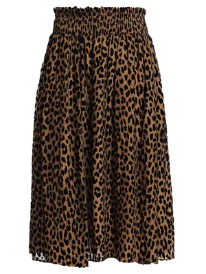Mainline Velvet Leopard-Print Midi-Skirt