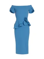 Laelle Peplum Rosette Midi-Dress