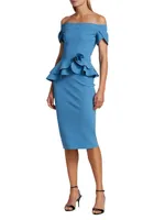 Laelle Peplum Rosette Midi-Dress