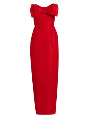 Romina Silk Bow-Embellished Column Gown