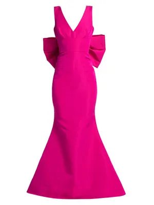 Carlota Silk Bow-Embellished Mermaid Gown
