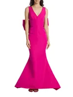 Carlota Silk Bow-Embellished Mermaid Gown