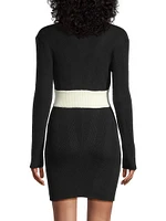 Plunging U-Neck Rib-Knit Minidress