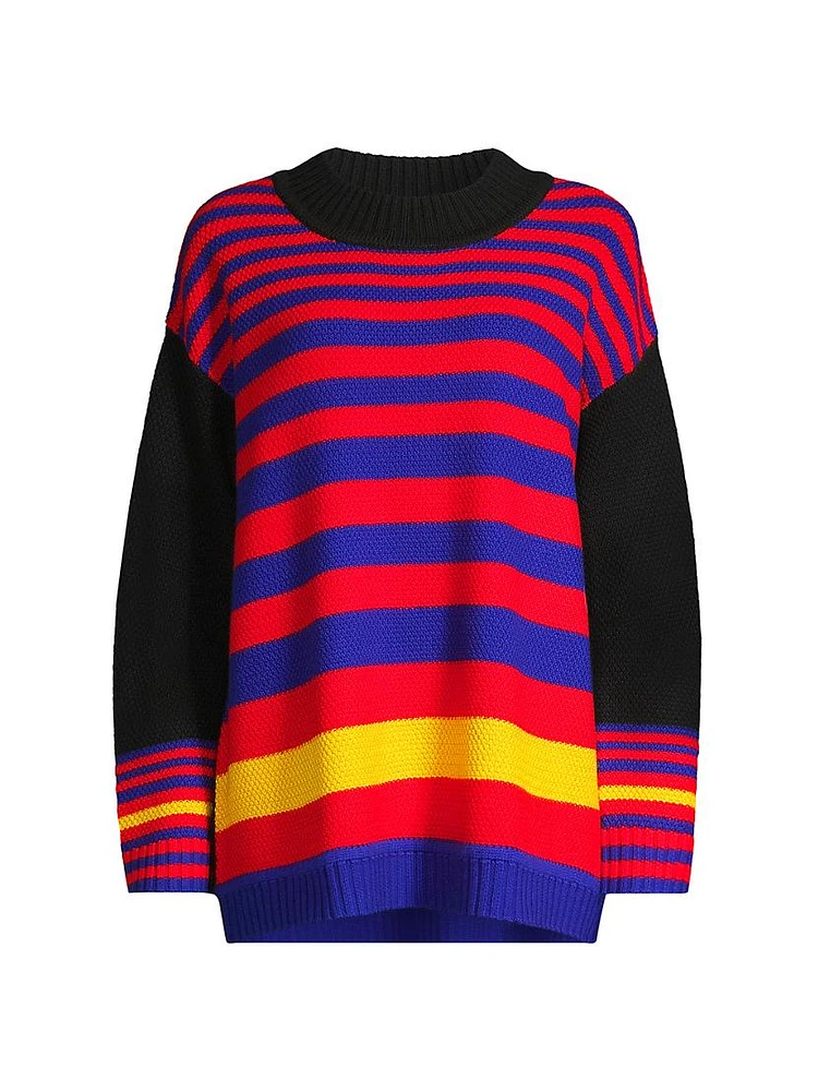 Striped Mock Turtleneck Sweater