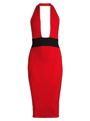 Ribbed Merino Halter Dress