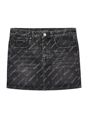 Logomania All Over Low Waist Mini Skirt