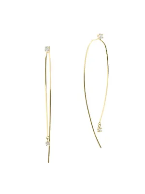 14K Yellow Gold & 0.2 TCW Diamond Wire Hoop Earrings