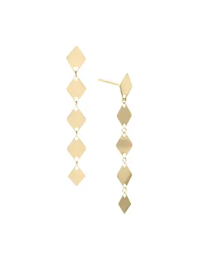 14K Yellow Gold Kite Chain Drop Earrings