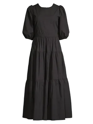 Daphne Poplin Tiered Midi-Dress