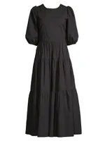 Daphne Poplin Tiered Midi-Dress