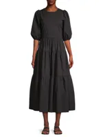 Daphne Poplin Tiered Midi-Dress