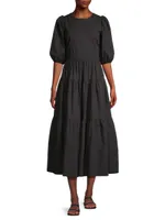 Daphne Poplin Tiered Midi-Dress