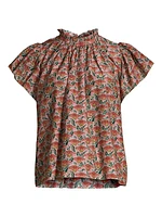 Carla Silk-Blend Floral Blouse