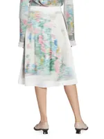 Blurred-Print Knee-Length Skirt
