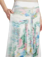 Blurred-Print Knee-Length Skirt