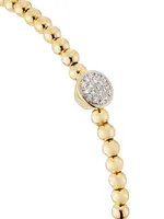 14K Yellow Gold & 0.1 TCW Diamond Beaded Bangle