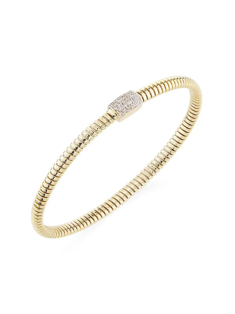 14K Yellow Gold & TCW Diamond Tubogas Bangle