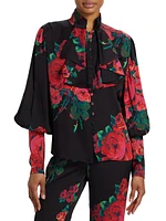 Seville Rose Bishop-Sleeve Blouse