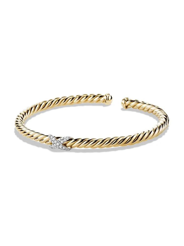 X Bracelet with Diamonds Gold