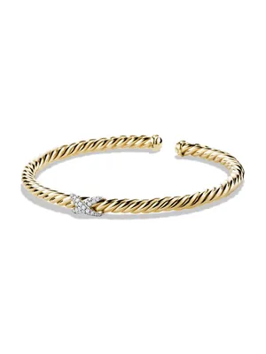 X Bracelet with Diamonds Gold