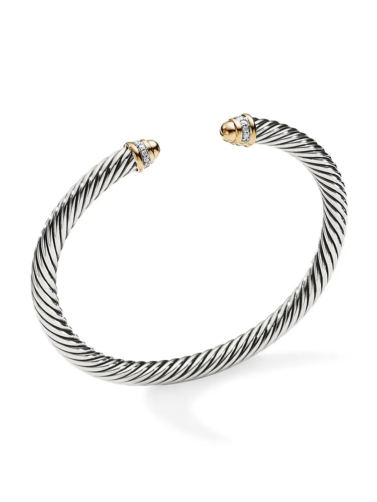 Cable Bracelet With 18K Yellow Gold & Diamonds