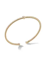 Cable 18K Gold & Diamond Station Cuff Bracelet