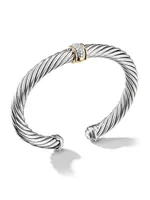 Cable Classics Bracelet with Pavé Diamond Station and 18K Yellow Gold