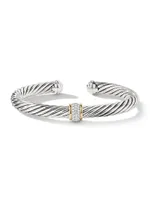 Cable Classics Bracelet with Pavé Diamond Station and 18K Yellow Gold