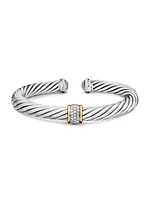 Cable Classics Bracelet with Pavé Diamond Station and 18K Yellow Gold