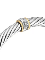 Cable Classics Bracelet with Pavé Diamond Station and 18K Yellow Gold