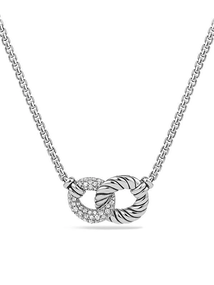 Belmont Double Curb Link Necklace with Diamonds