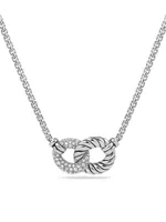 Belmont Double Curb Link Necklace with Diamonds