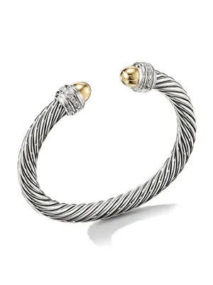 Cable Bracelet With 14K Gold & Diamonds