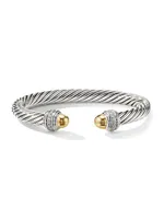 Cable Bracelet With 14K Gold & Diamonds